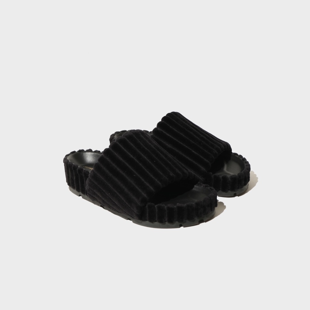 Celine Phoebe Philo Boxy Velvet Slides 37